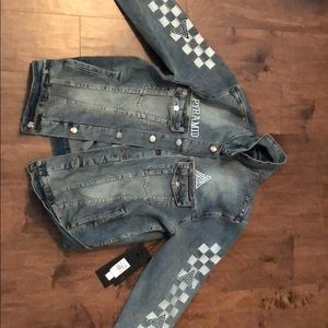 black pyramid checkered denim jacket